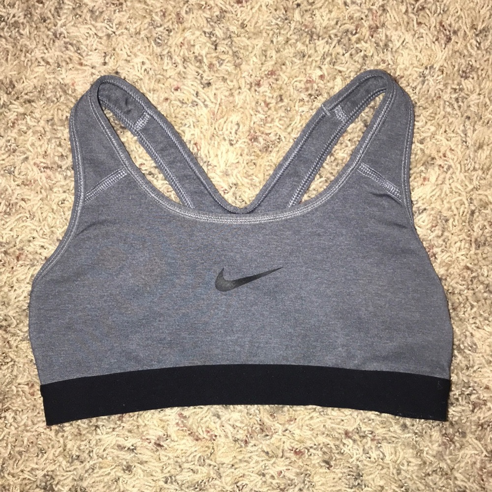 Grey and Black Nike Sports Bra